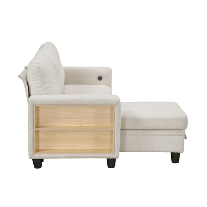 Robinson Sectional with Reversible Chaise, Pull-out Bed, Shelves and Charging Ports