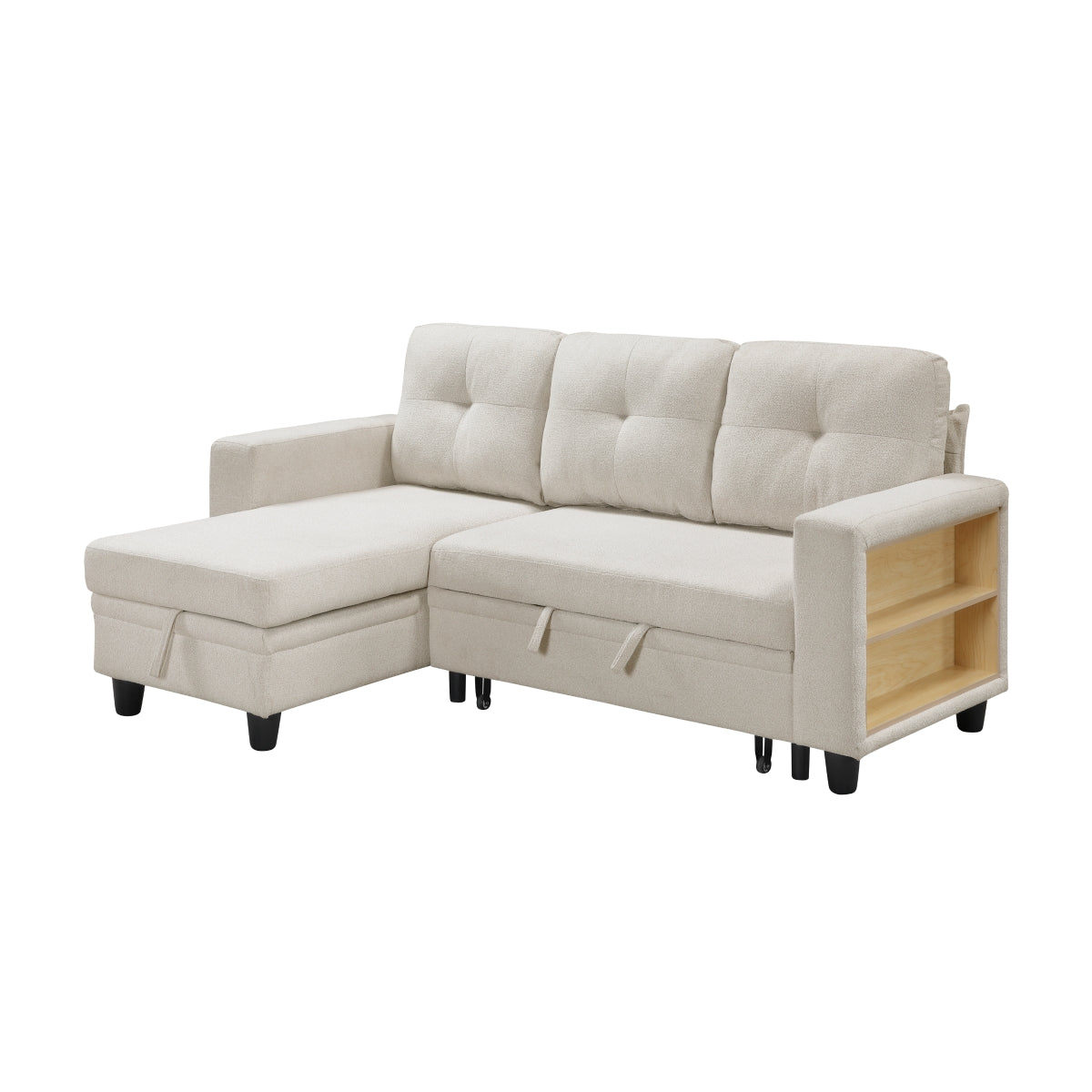 Robinson Sectional with Reversible Chaise, Pull-out Bed, Shelves and Charging Ports