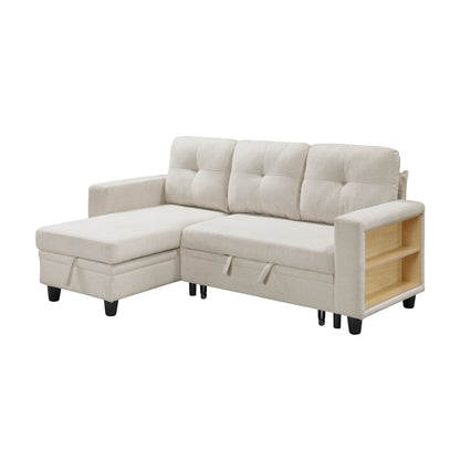 Robinson Sectional with Reversible Chaise, Pull-out Bed, Shelves and Charging Ports