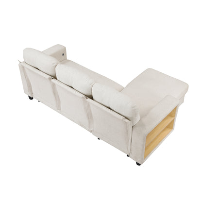 Robinson Sectional with Reversible Chaise, Pull-out Bed, Shelves and Charging Ports