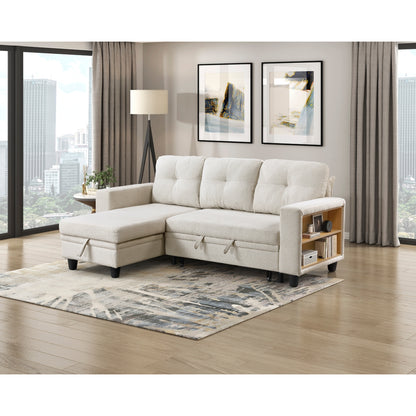 Robinson Sectional with Reversible Chaise, Pull-out Bed, Shelves and Charging Ports