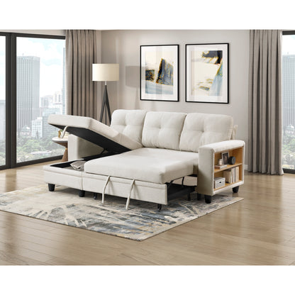 Robinson Sectional with Reversible Chaise, Pull-out Bed, Shelves and Charging Ports