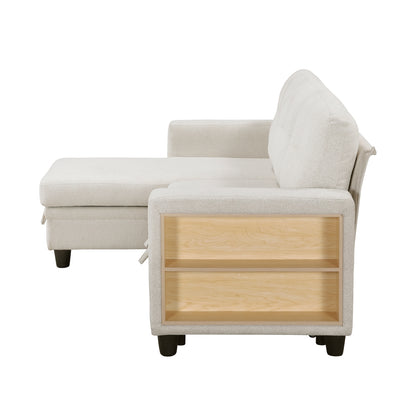 Robinson Sectional with Reversible Chaise, Pull-out Bed, Shelves and Charging Ports