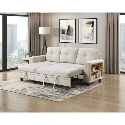Robinson Sectional with Reversible Chaise, Pull-out Bed, Shelves and Charging Ports