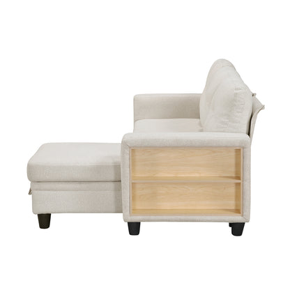Robinson Sectional with Reversible Chaise, Pull-out Bed, Shelves and Charging Ports