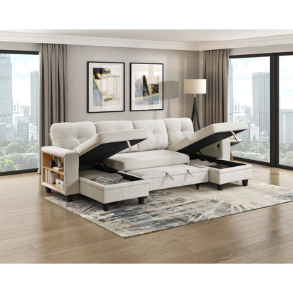 Robinson Sectional with Two Chaises, Pull-out Bed, Shelves and Charging Ports