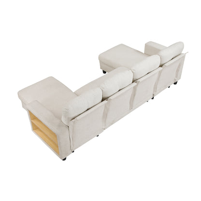 Robinson Sectional with Two Chaises, Pull-out Bed, Shelves and Charging Ports
