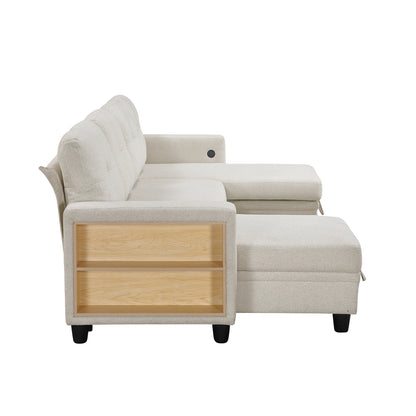 Robinson Sectional with Two Chaises, Pull-out Bed, Shelves and Charging Ports