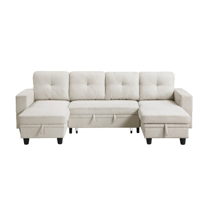 Robinson Sectional with Two Chaises, Pull-out Bed, Shelves and Charging Ports