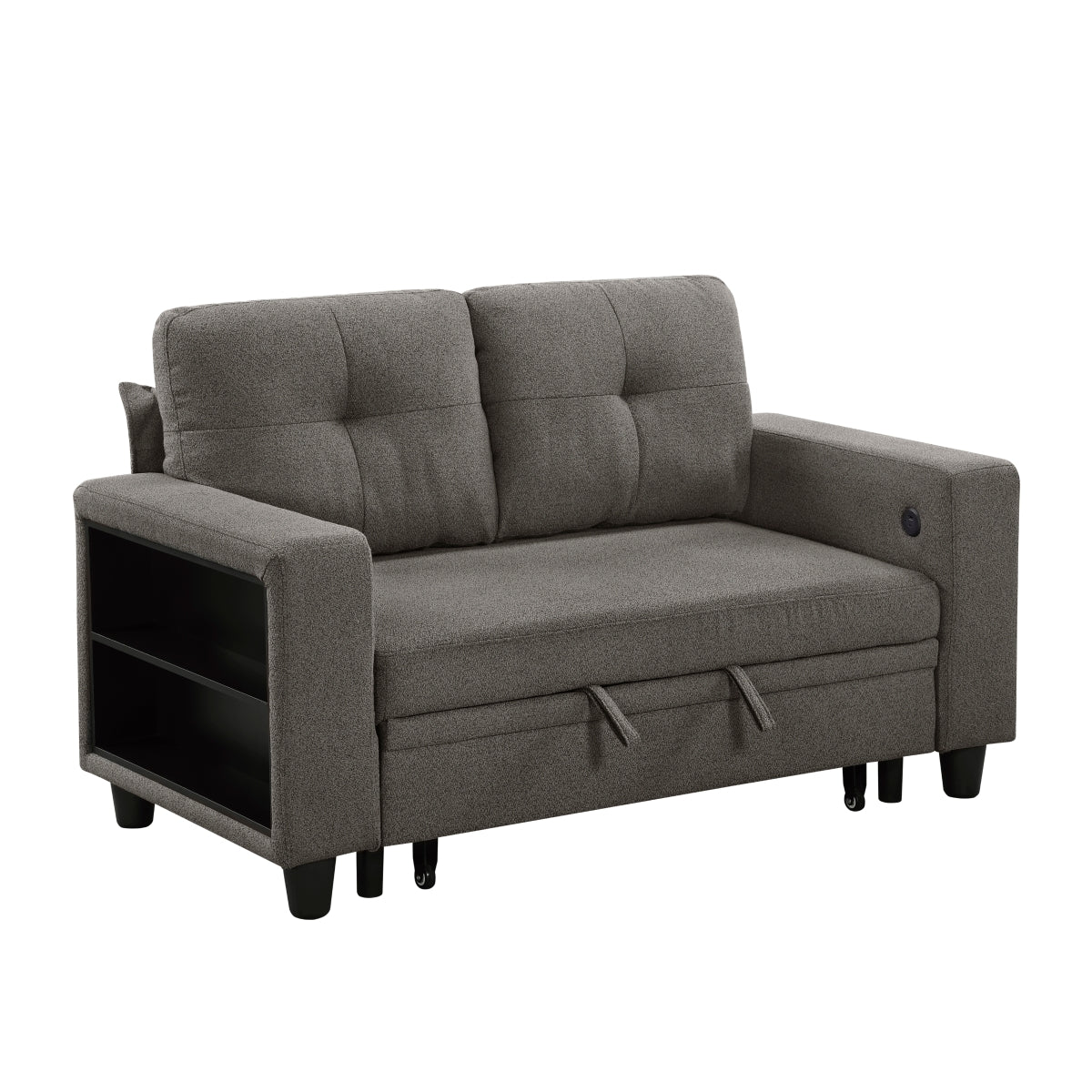 Robinson Love Seat with Pull-out Bed, Shelves and Charging Ports