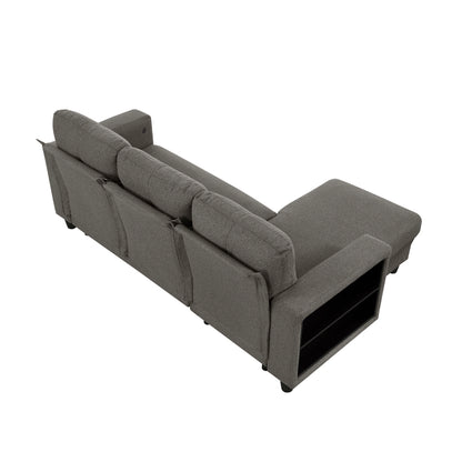 Robinson Sectional with Reversible Chaise, Pull-out Bed, Shelves and Charging Ports