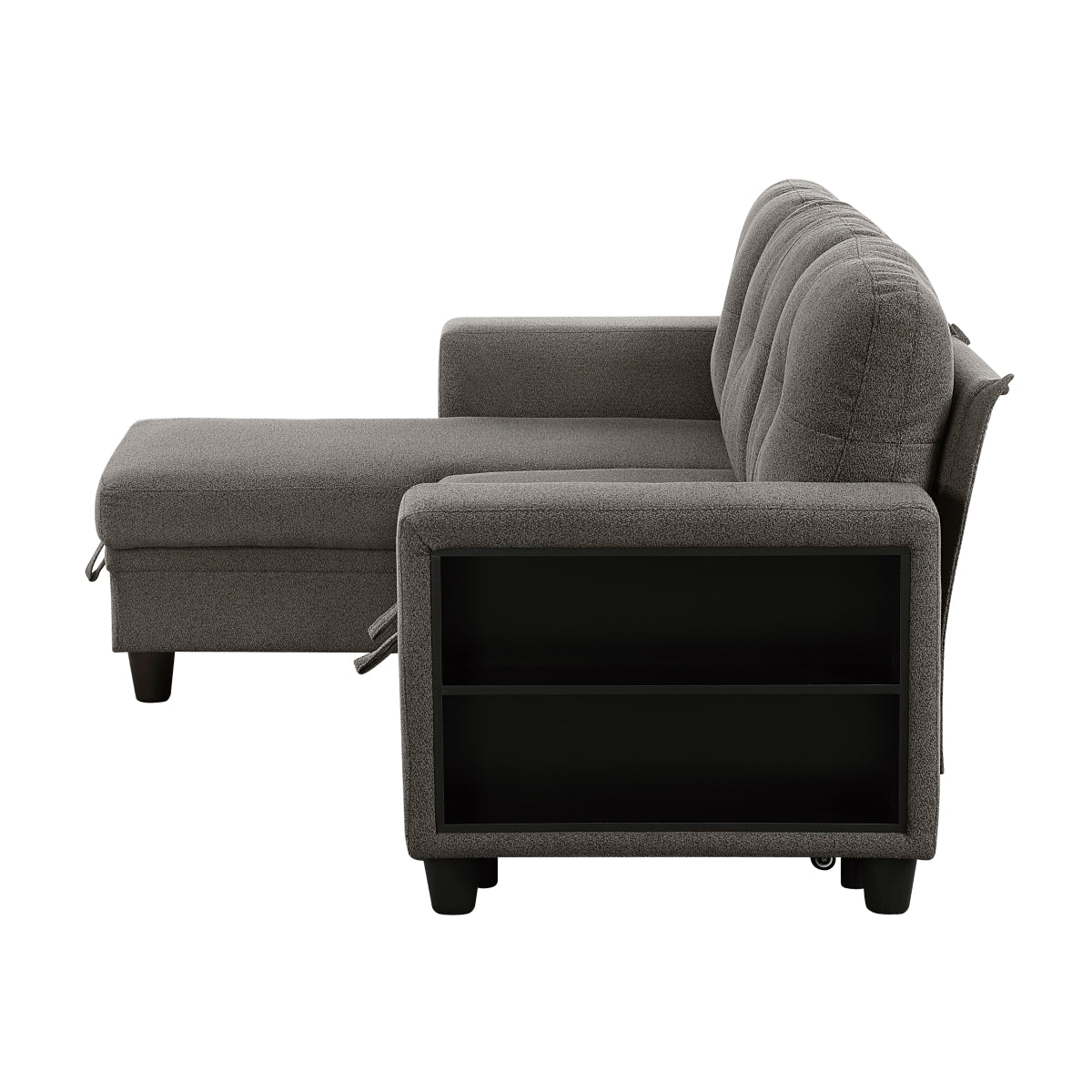 Robinson Sectional with Reversible Chaise, Pull-out Bed, Shelves and Charging Ports