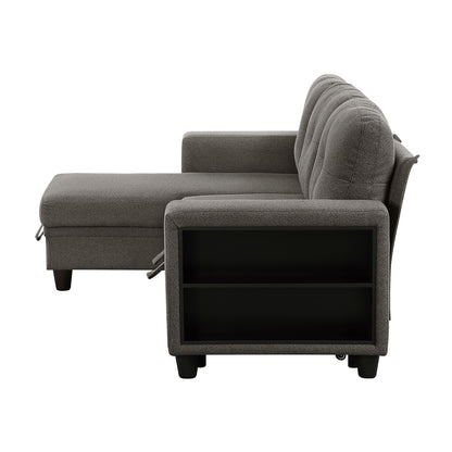 Robinson Sectional with Reversible Chaise, Pull-out Bed, Shelves and Charging Ports