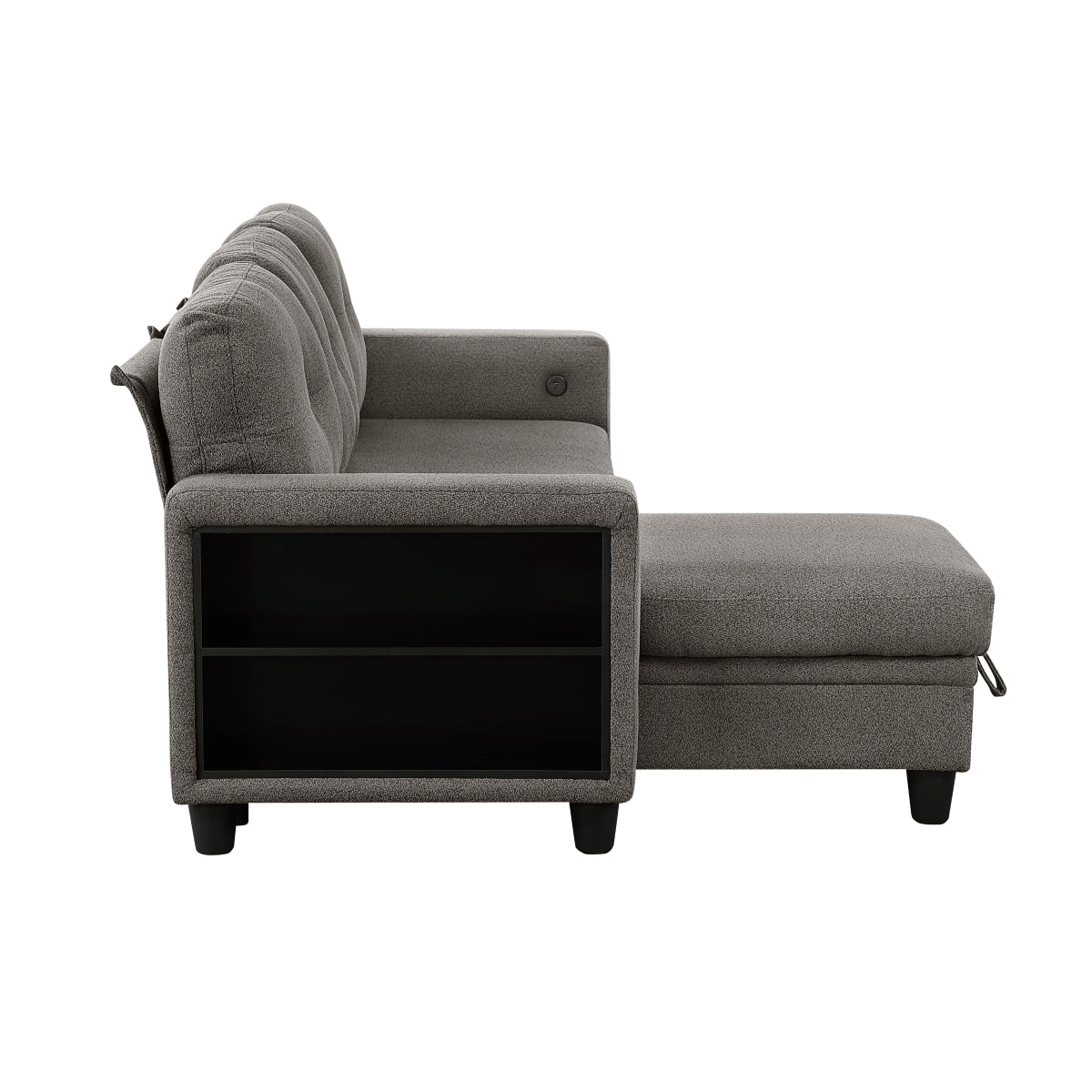 Robinson Sectional with Reversible Chaise, Pull-out Bed, Shelves and Charging Ports