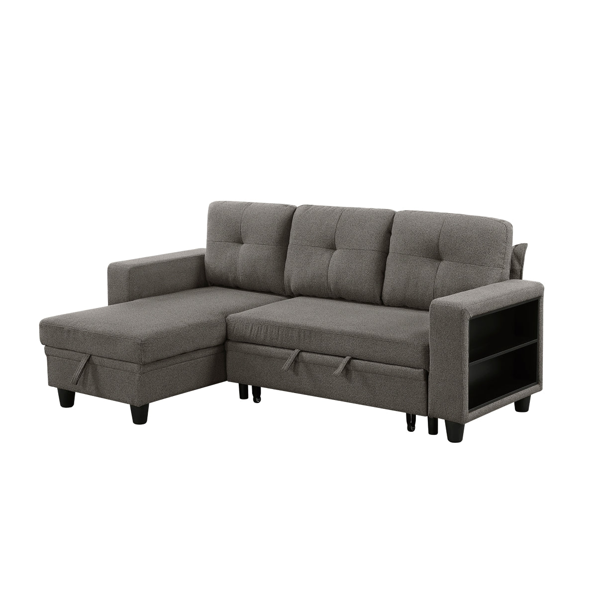 Robinson Sectional with Reversible Chaise, Pull-out Bed, Shelves and Charging Ports