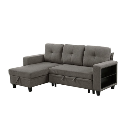 Robinson Sectional with Reversible Chaise, Pull-out Bed, Shelves and Charging Ports