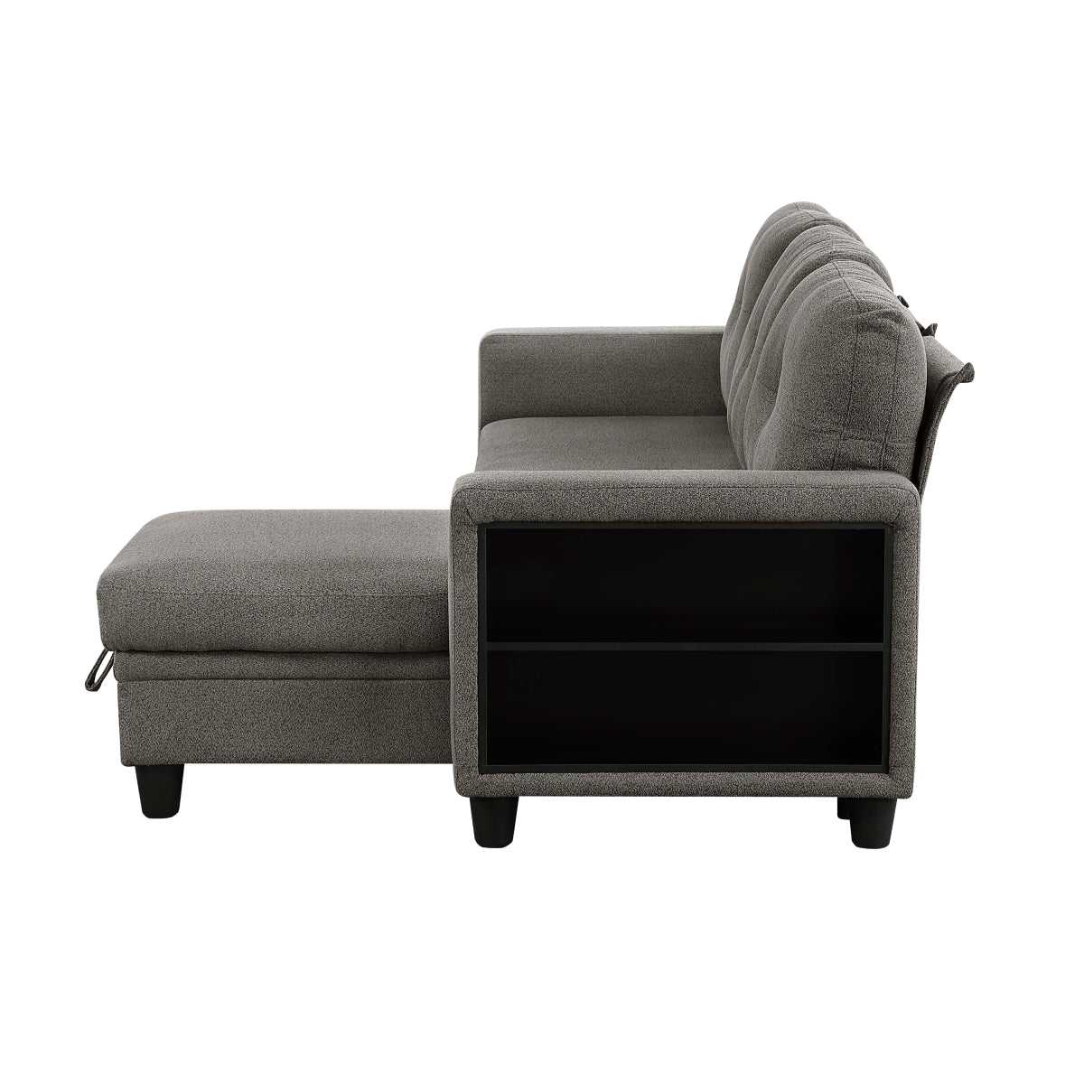 Robinson Sectional with Reversible Chaise, Pull-out Bed, Shelves and Charging Ports