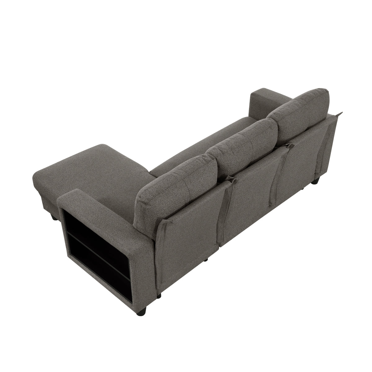 Robinson Sectional with Reversible Chaise, Pull-out Bed, Shelves and Charging Ports