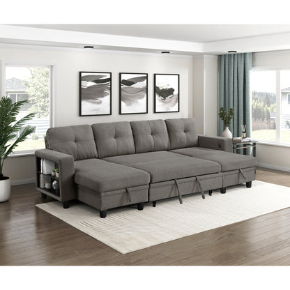 Robinson Sectional with Two Chaises, Pull-out Bed, Shelves and Charging Ports
