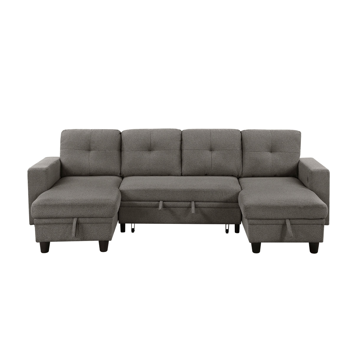 Robinson Sectional with Two Chaises, Pull-out Bed, Shelves and Charging Ports