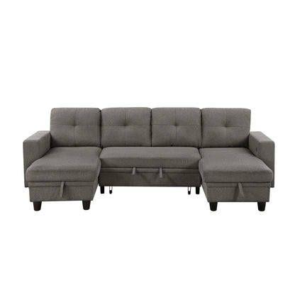 Robinson Sectional with Two Chaises, Pull-out Bed, Shelves and Charging Ports