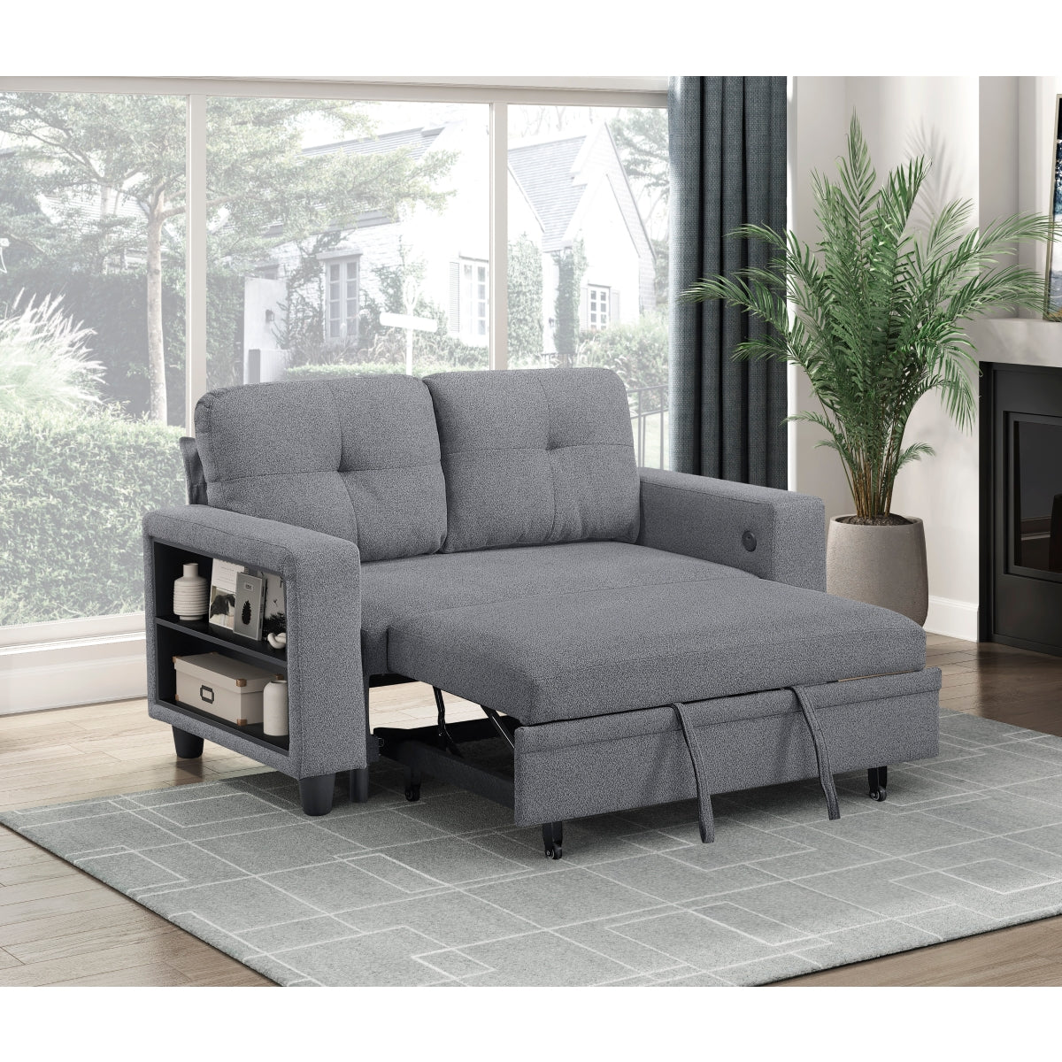Robinson Love Seat with Pull-out Bed, Shelves and Charging Ports
