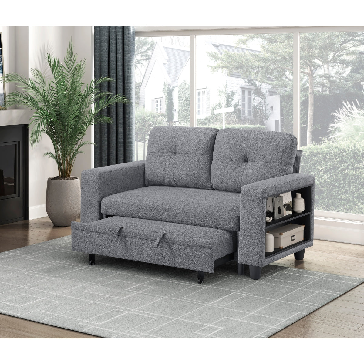 Robinson Love Seat with Pull-out Bed, Shelves and Charging Ports