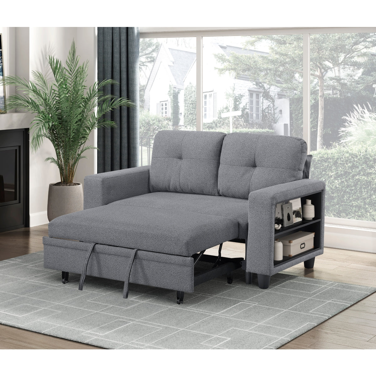 Robinson Love Seat with Pull-out Bed, Shelves and Charging Ports
