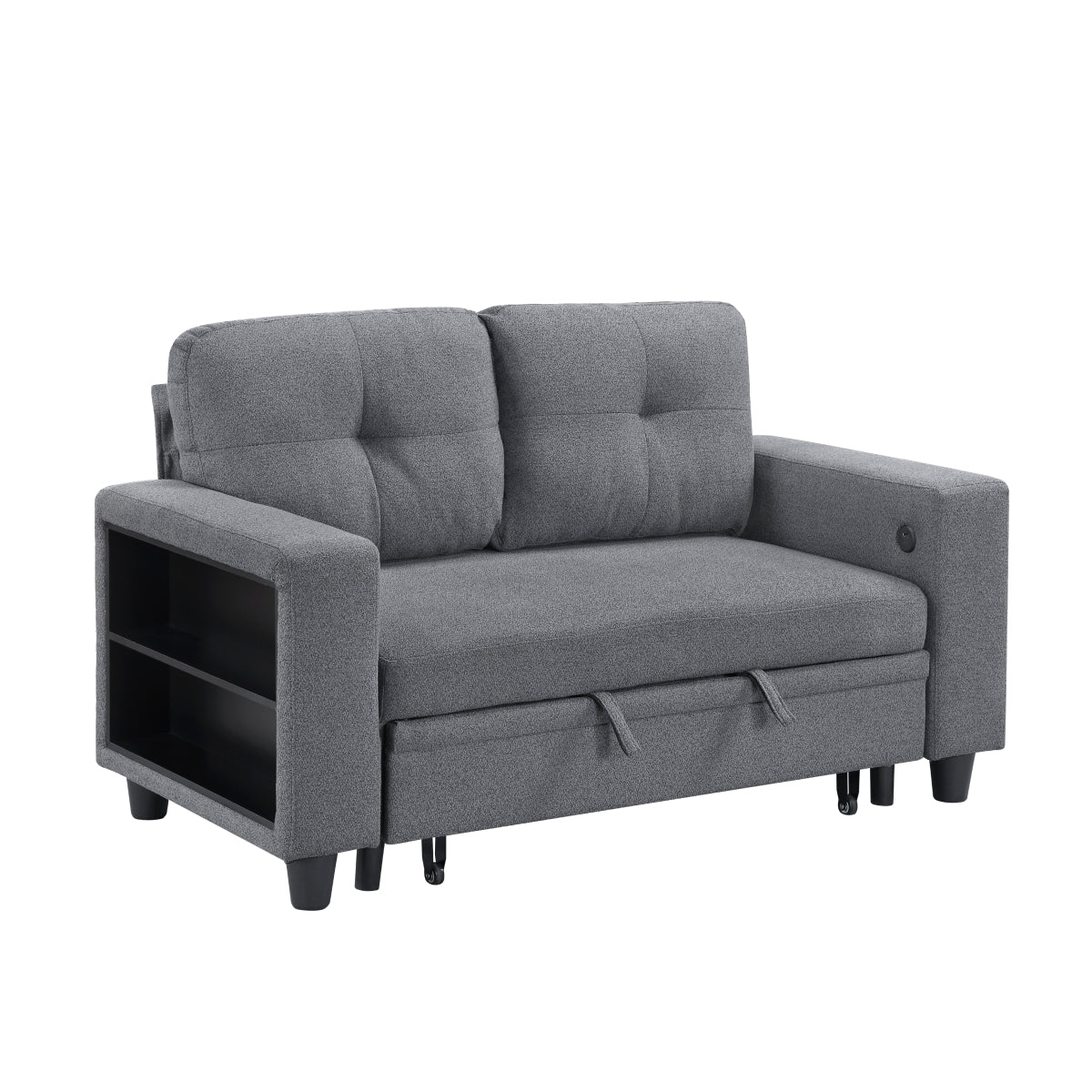 Robinson Love Seat with Pull-out Bed, Shelves and Charging Ports