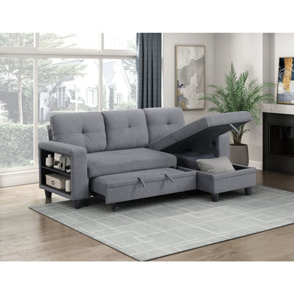 Robinson Sectional with Reversible Chaise, Pull-out Bed, Shelves and Charging Ports