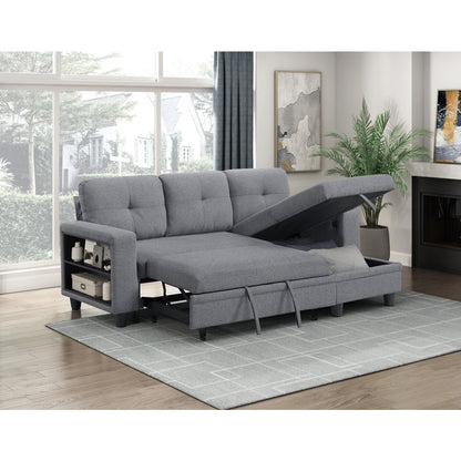 Robinson Sectional with Reversible Chaise, Pull-out Bed, Shelves and Charging Ports