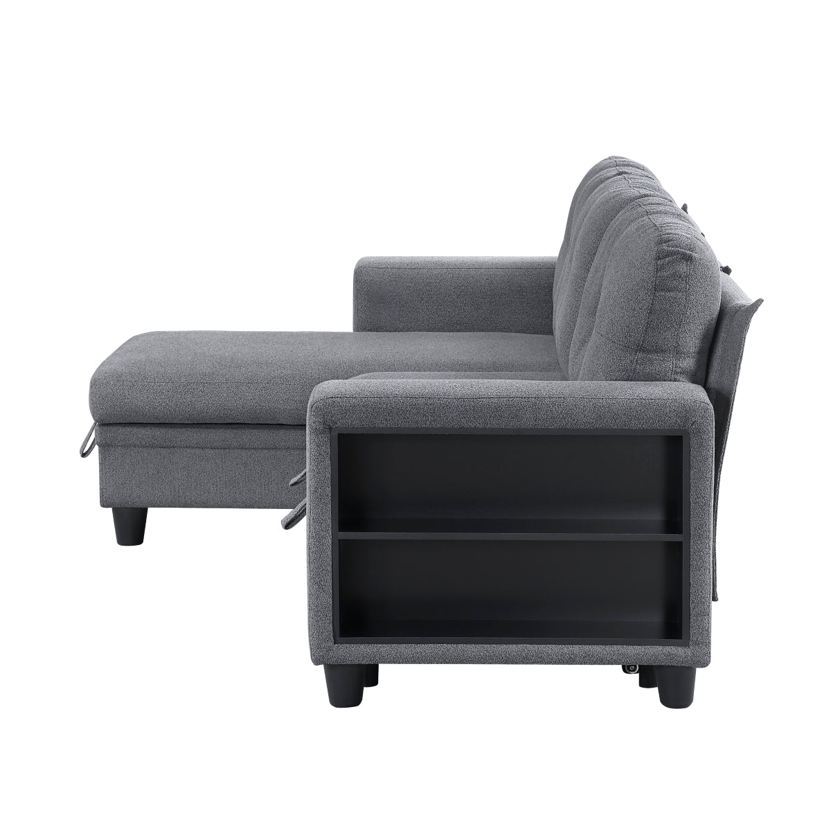 Robinson Sectional with Reversible Chaise, Pull-out Bed, Shelves and Charging Ports
