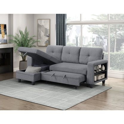 Robinson Sectional with Reversible Chaise, Pull-out Bed, Shelves and Charging Ports