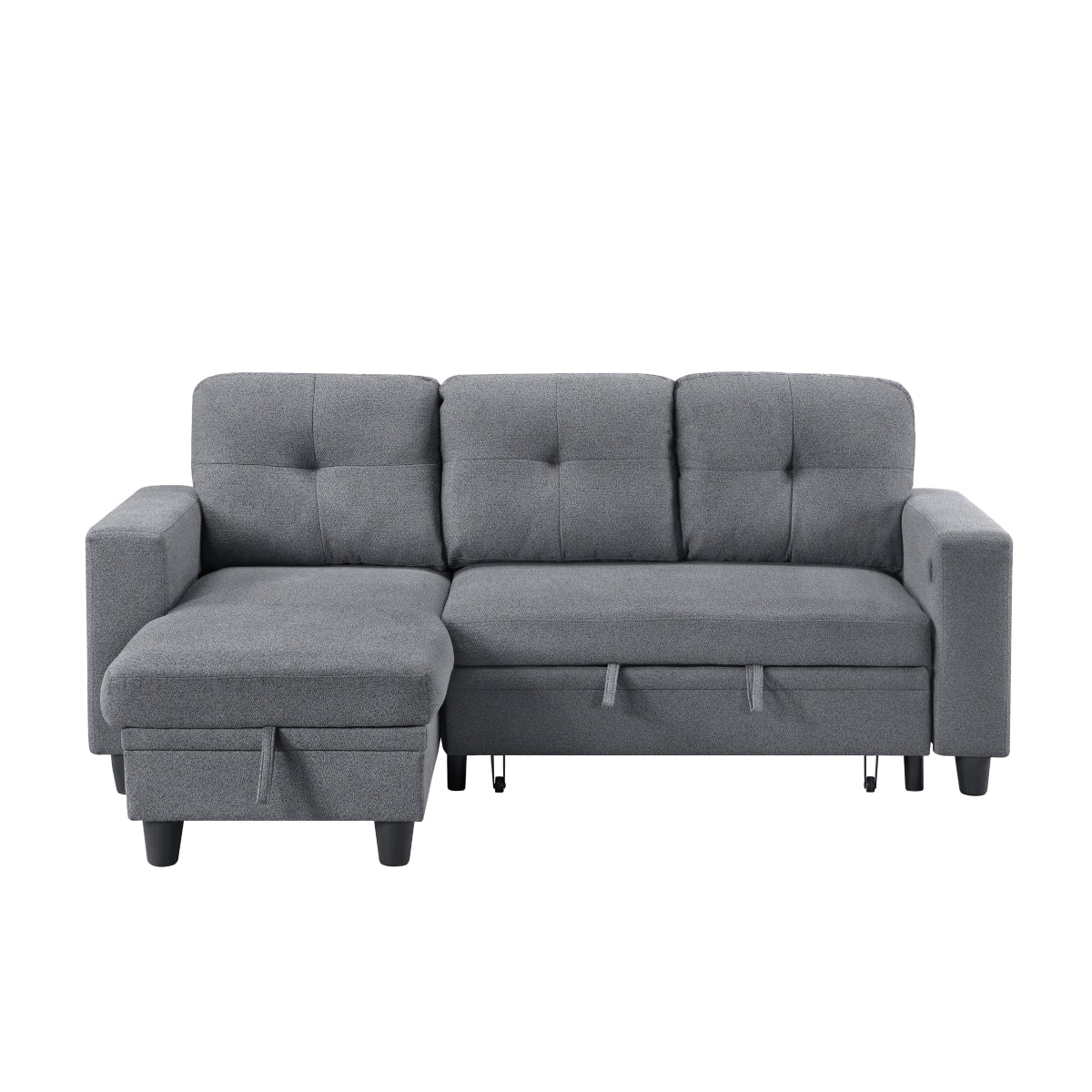 Robinson Sectional with Reversible Chaise, Pull-out Bed, Shelves and Charging Ports