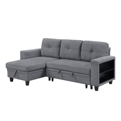 Robinson Sectional with Reversible Chaise, Pull-out Bed, Shelves and Charging Ports
