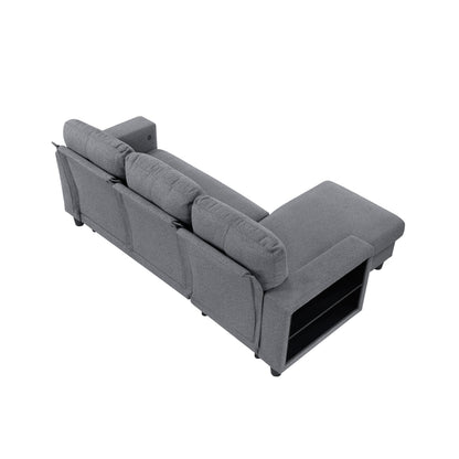 Robinson Sectional with Reversible Chaise, Pull-out Bed, Shelves and Charging Ports
