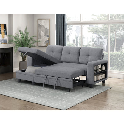 Robinson Sectional with Reversible Chaise, Pull-out Bed, Shelves and Charging Ports