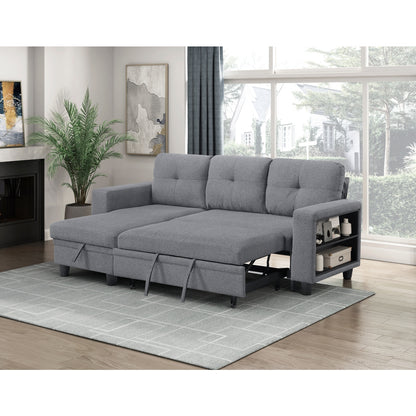 Robinson Sectional with Reversible Chaise, Pull-out Bed, Shelves and Charging Ports