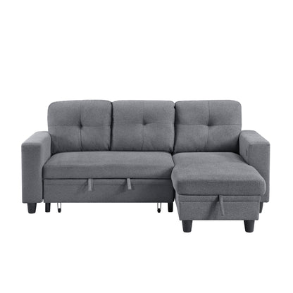 Robinson Sectional with Reversible Chaise, Pull-out Bed, Shelves and Charging Ports
