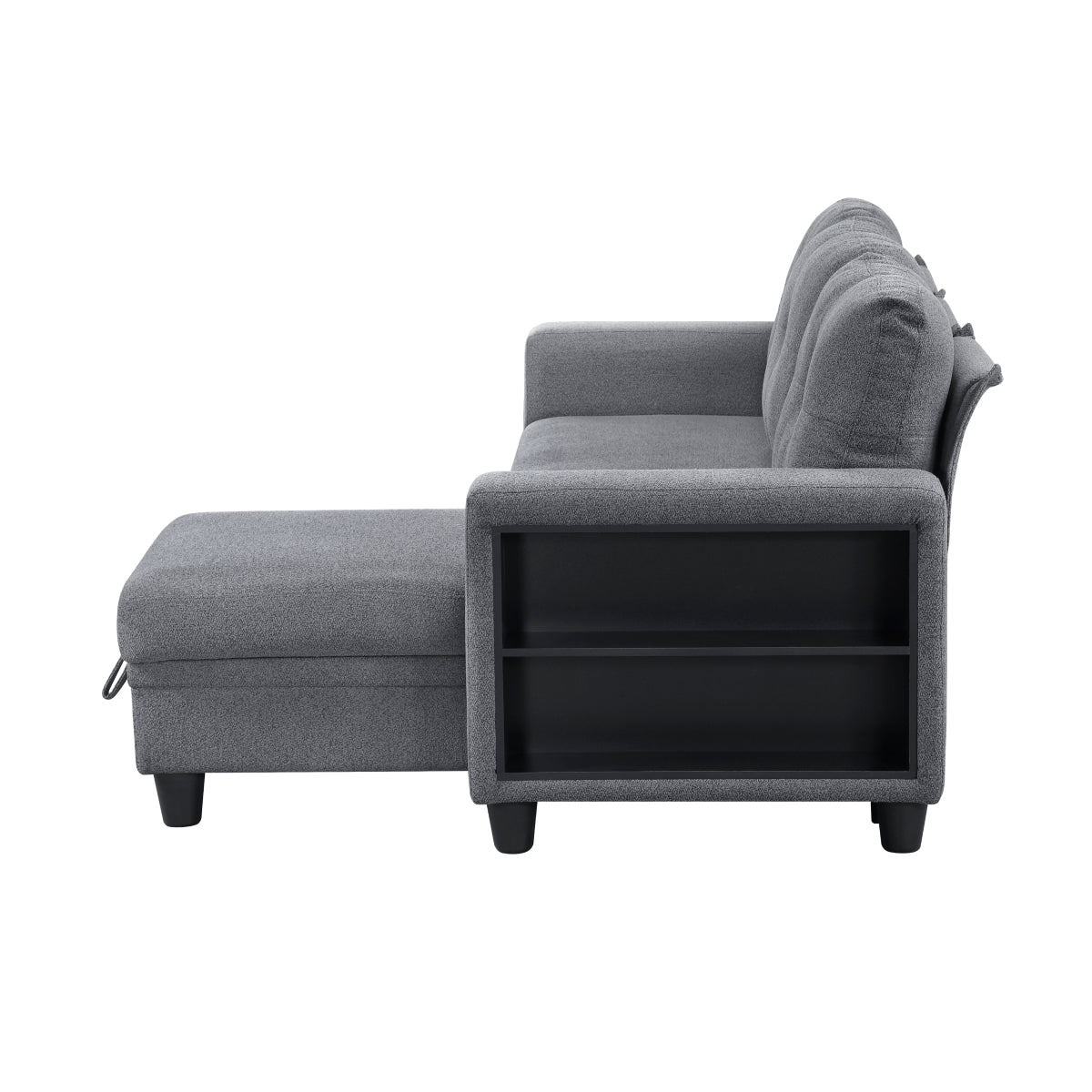 Robinson Sectional with Reversible Chaise, Pull-out Bed, Shelves and Charging Ports