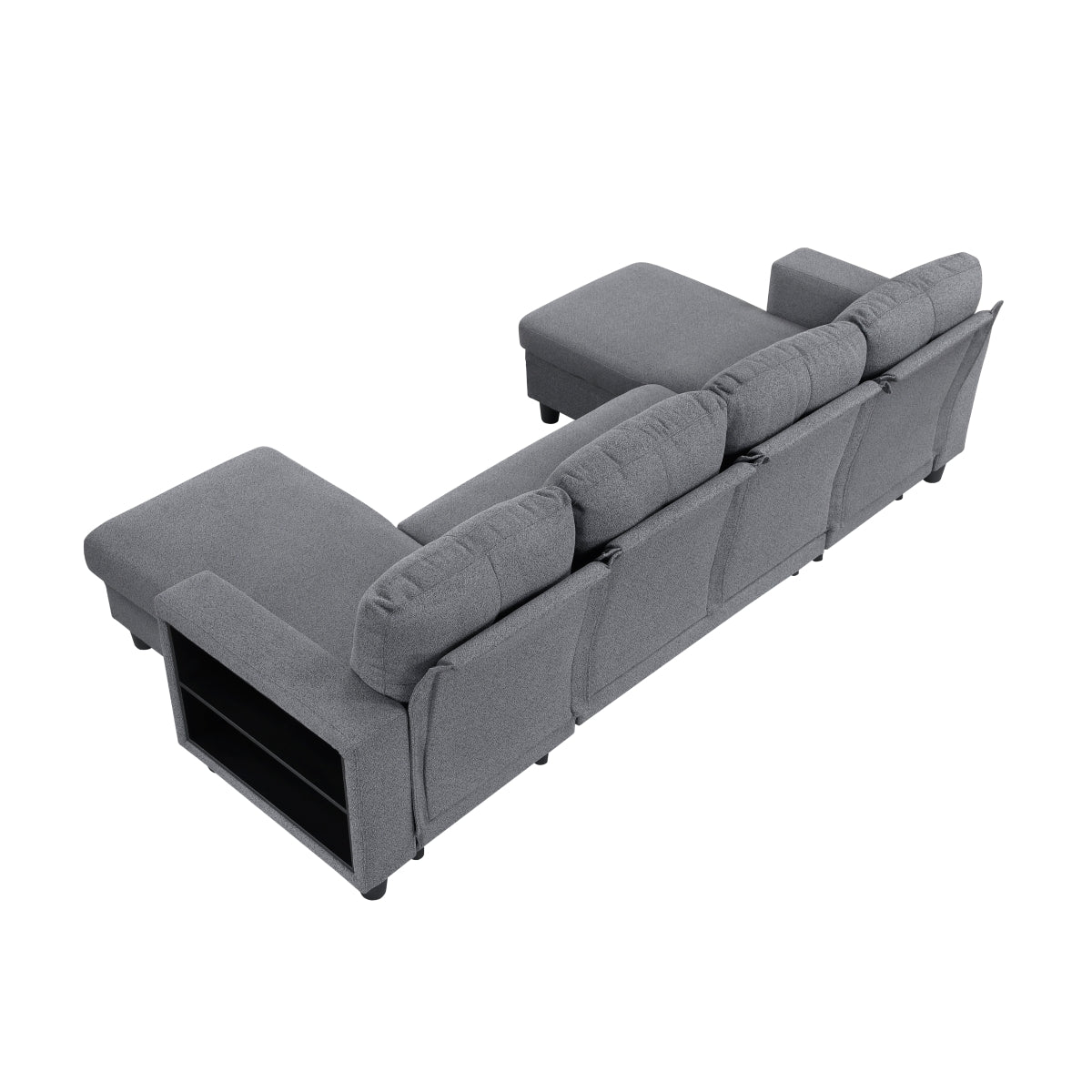 Robinson Sectional with Two Chaises, Pull-out Bed, Shelves and Charging Ports