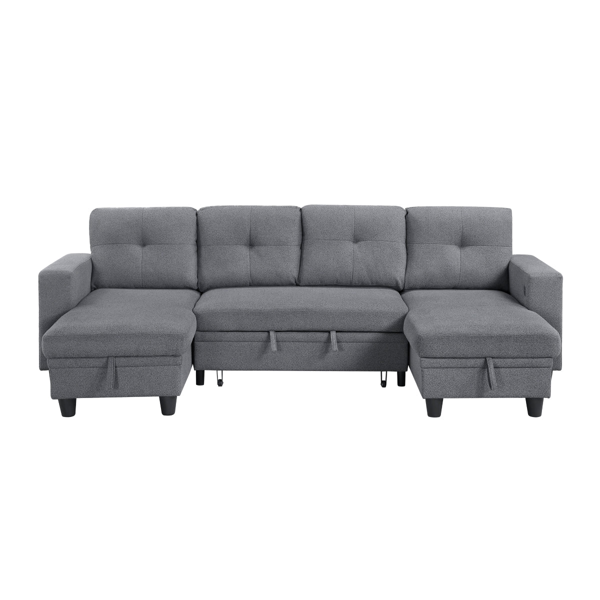 Robinson Sectional with Two Chaises, Pull-out Bed, Shelves and Charging Ports