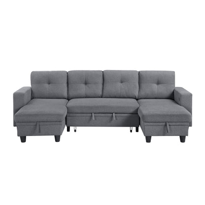 Robinson Sectional with Two Chaises, Pull-out Bed, Shelves and Charging Ports