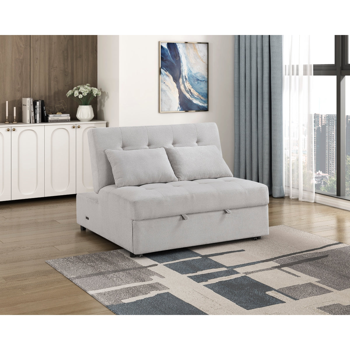 Desmond Convertible Armless 2-Seater with Pull-out Bed and Charging Ports