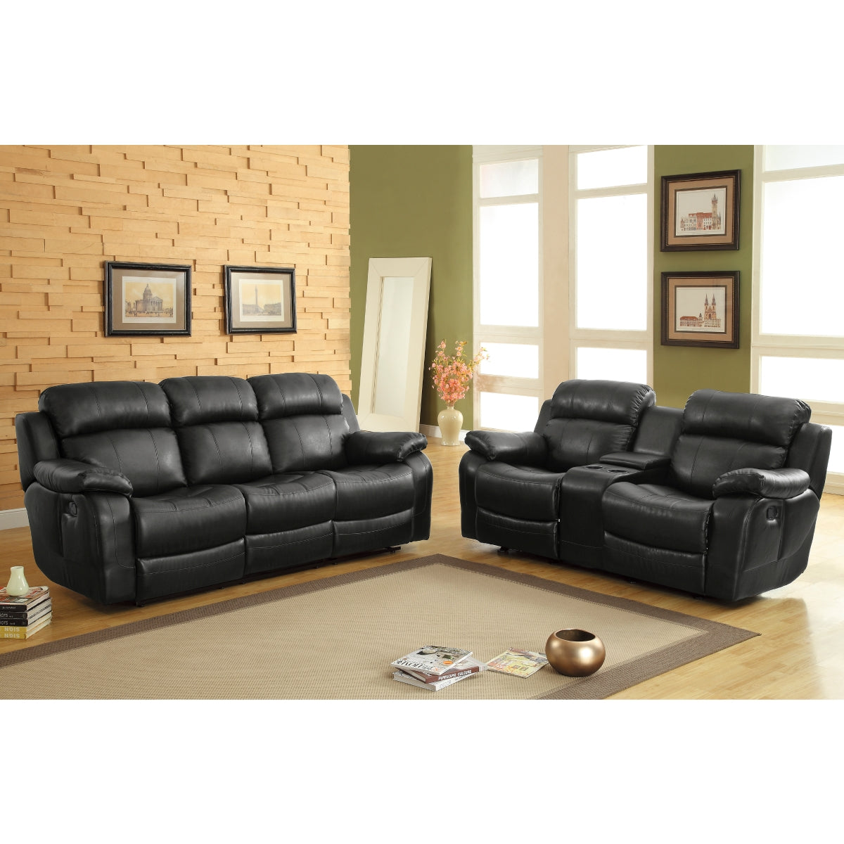 Marille Double Glider Reclining Love Seat with Center Console