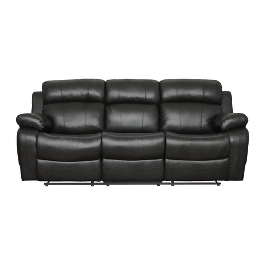 Marille Double Reclining Sofa with Center Drop-Down Cup Holders - Black