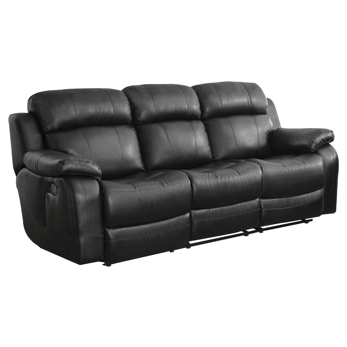 Marille Double Reclining Sofa with Center Drop-Down Cup Holders - Black