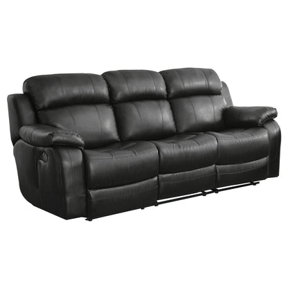 Marille Double Reclining Sofa with Center Drop-Down Cup Holders - Black