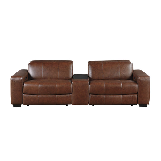 Sutton Power Double Reclining Love Seat with Center Console, Power Headrest and Charging Ports
