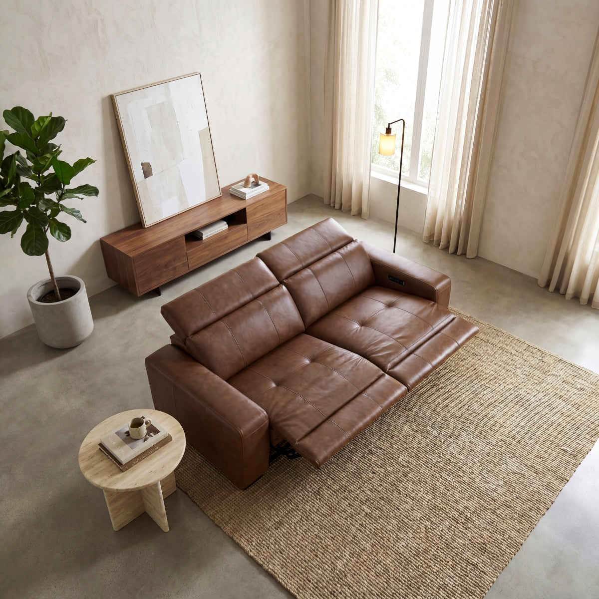 Sutton Power Double Reclining Love Seat with Power Headrests and Charging Ports